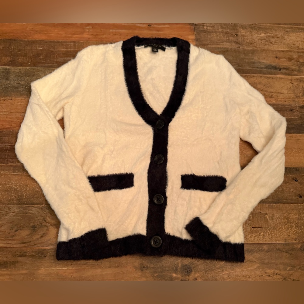 Ann Taylor Black and White Fuzzy Sweater